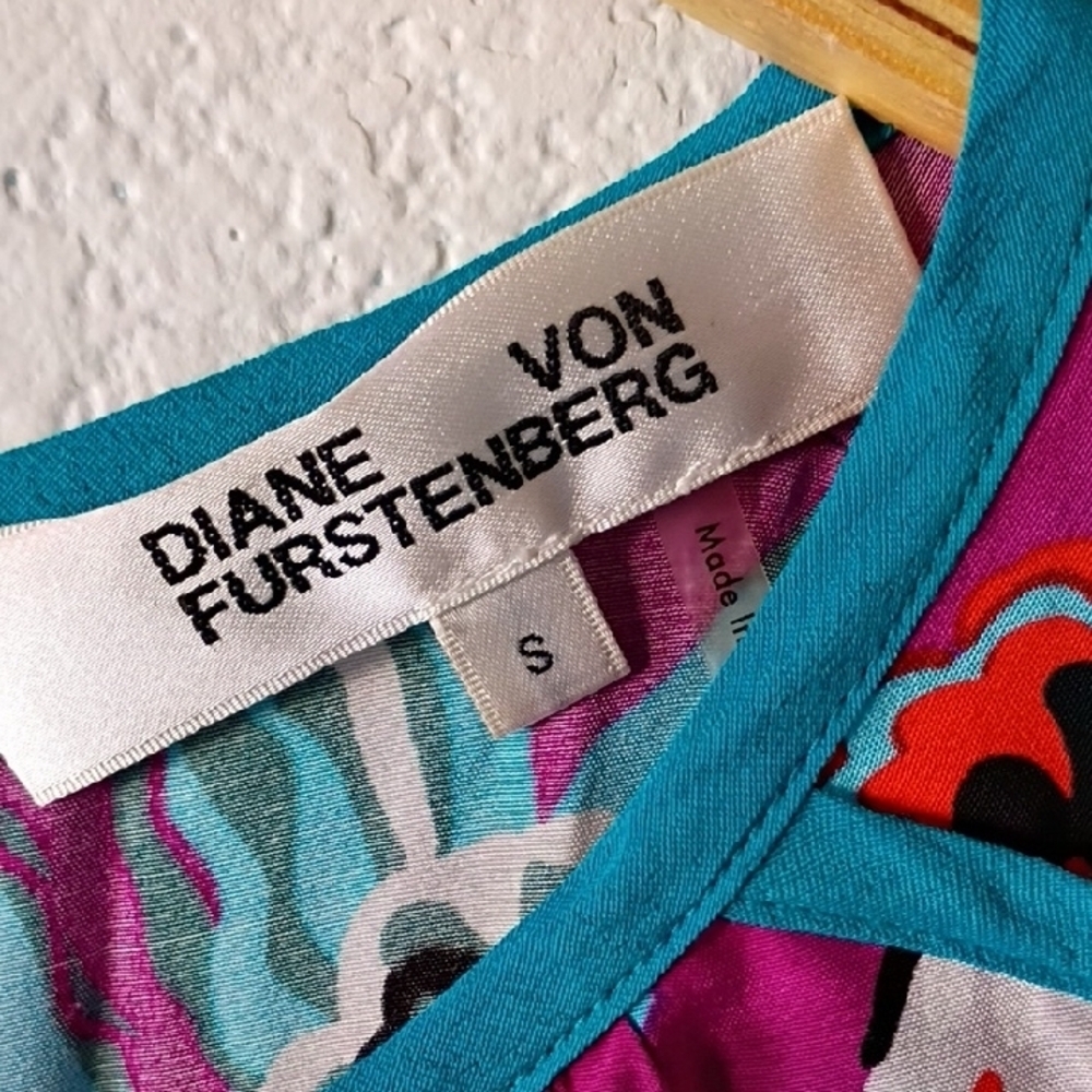 Diane Von Furstenberg Floral Long Sleeve Maxi Dress - Purple and Teal Size S - Picture 10 of 14